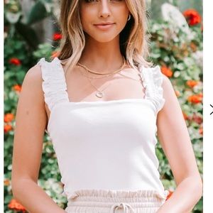 White Ruffle Tank